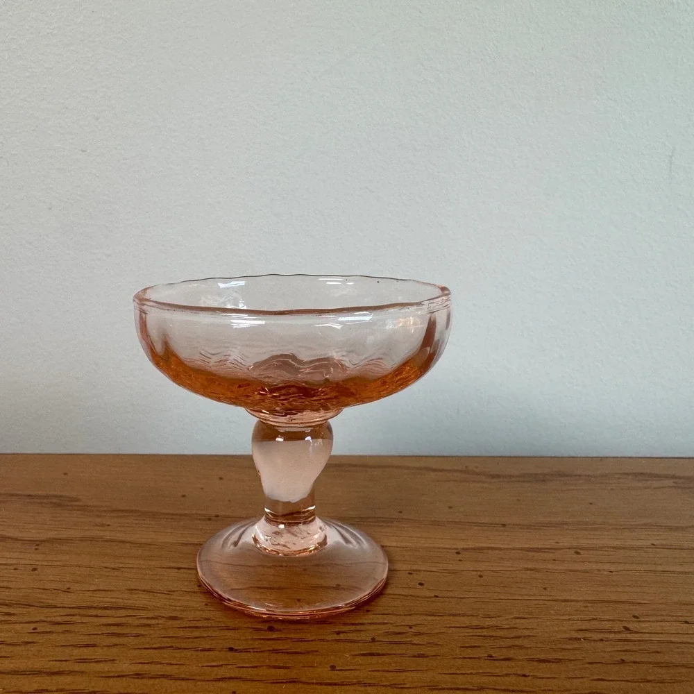 Vintage Pink Depression‎ Glass Footed Dessert Sherbet Cup Champagne Coupe 2.5